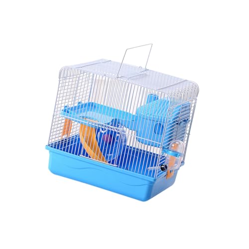 ARTSEWPLY Doppelstöckiger Hamsterkäfig mit Großem Eingang Sicherem Laufrad und Auslaufsicherer Trinkflasche Tragbares Kleintierhaus für Hamster und Chinchillas Blau Leicht zu Reinigen von ARTSEWPLY