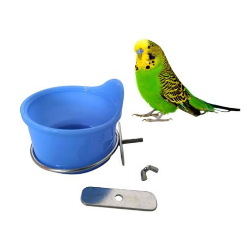 ARTSEWPLY Edelstahl Vogelfutternapf und Trinkschale für Papageien und Wellensittiche Robust Leicht zu Befestigen Am Käfig Blauer Multifunktionsnapf für Futter und Wasser Pflegeleicht und von ARTSEWPLY
