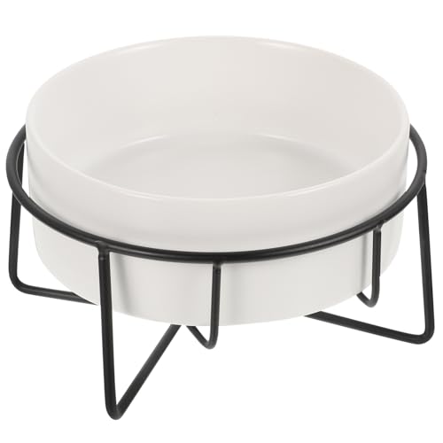 ARTSEWPLY Erhöhter Keramik Katzennapf mit Metallständer Rutschfester Napf für Katzen und Welpen Nackenschutz Futterstation für Komfortables Fressen und Trinken von ARTSEWPLY