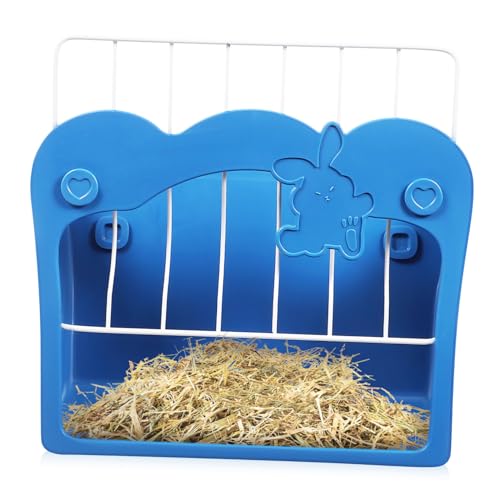 ARTSEWPLY Große Heuraufe für Kaninchen und Meerschweinchen mit Praktischem Halter Stabiles Netzdesign Einfache Vielseitig für Käfige Verhindert Futterverschwendung Farbe Blau von ARTSEWPLY
