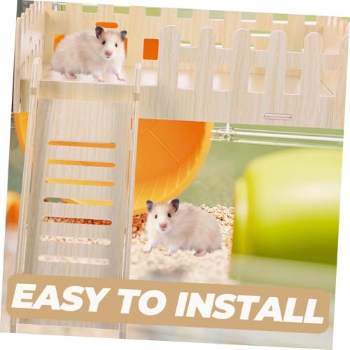 ARTSEWPLY Hamster Plattform aus Massivem Holz mit Leiter Bissfestes Kletterspielzeug für Hamster und Meerschweinchen Indoor Käfig Zubehör Bewegung und Spielspaß von ARTSEWPLY