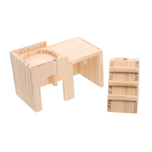 ARTSEWPLY Hamster Versteck Haus aus Natürlichem mit Kletterleiter Sicher und Langlebig Kleines Haustier Spielhaus für Zwerghamster und Kleintiere DIY Dekorierbar Verstecken von ARTSEWPLY