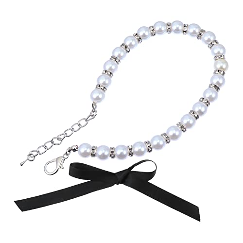 ARTSEWPLY Haustier Schmuck Perlenkette Weiß Verstellbar für Kleine Hunde Party Hochzeit von ARTSEWPLY