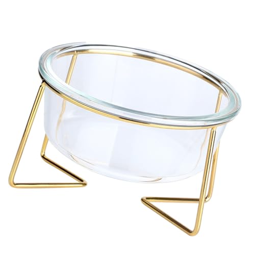 ARTSEWPLY Hochbeiniger Glas Futternapf mit Metallgestell Ergonomisch Geneigt für Katzen und Kleine Hunde Leicht zu Reinigen Komfortable Fressposition Stabiler Napf für von ARTSEWPLY