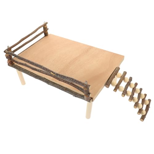 ARTSEWPLY Holz Hamster Plattform mit Rutschfester Kletterleiter Käfig Zubehör für Kleintiere Mehrzweck Spielplattform für Hamster Meerschweinchen und Kleine Nager von ARTSEWPLY