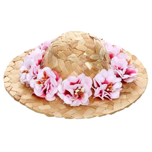 ARTSEWPLY Hundehut Geflochten mit Verstellbarem Kinnriemen Leichter Sonnenhut mit Pinker Blumenverzierung Modisches Kostümzubehör für Frühling und Sommer Geeignet für Fotos und Partys ARTSEWPLY Hundehut Geflochten mit Verstellbarem Kinnriemen Leichter Sonnenhut mit Pinker Blumenverzierung Modisches Kostümzubehör für Frühling und Sommer Geeignet für Fotos und Partys von ARTSEWPLY
