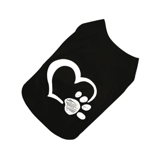 ARTSEWPLY Hundeweste Sommer Leicht Atmungsaktiv Herz Fußabdruck Muster Party Kleidung für Kleine Hunde Frühling Outdoor Haustierkostüm Schwarz S von ARTSEWPLY