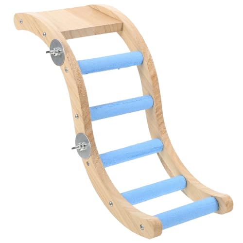 ARTSEWPLY Kreative Papageien Leiter aus Holz Vogelspielzeug Indoor für Wellensittiche und Kleine Vögel Robustes Sicheres Kletterspielzeug zur Beschäftigung im Käfig Installieren Blaue von ARTSEWPLY