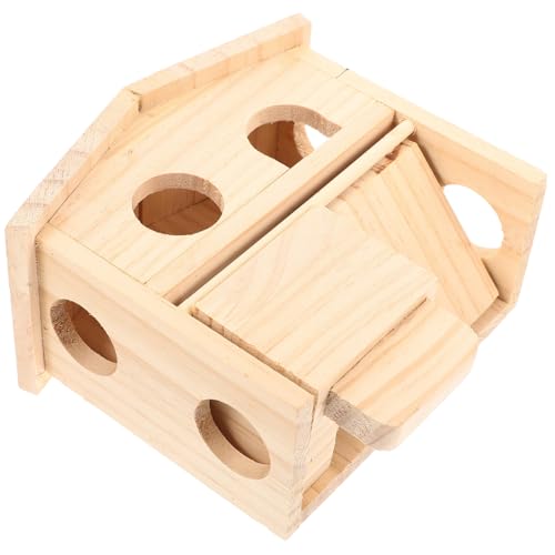 ARTSEWPLY Mehrschichtiges Nagerhaus aus Holz Doppelstöckiges Hamsterversteck und Chinchilla Spielburg Kleintier Kuschelhütte zum Klettern Nagen und Schlafen Geeignet für Hamster und Kleine von ARTSEWPLY