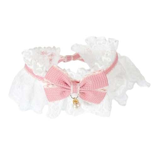 ARTSEWPLY Niedliches Spitzenhalsband für Katzen und Kleine Hunde Verstellbares Rosa Pet Collar mit Schleifen Design Dekoratives Haustier Zubehör für Partys und Festliche Anlässe von ARTSEWPLY
