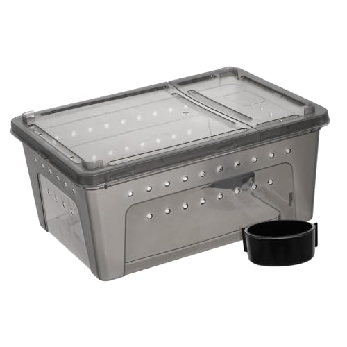 ARTSEWPLY Reptilien Aufzuchtbox mit Futterbox Kunststoff Terrarium mit Belüftung Löchern Leicht zu Reinigen für Schildkröten Gehege und Diverse Reptilien Haustiere Teiliges Schwarz von ARTSEWPLY