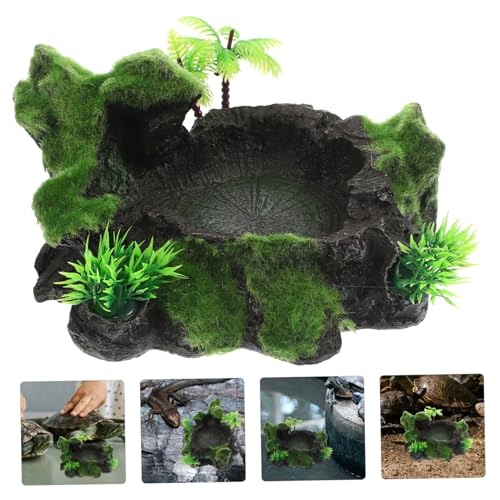 ARTSEWPLY Reptilien Futterschale aus Verschleißfestem Resin Natürliche Wasserschale für Terrarien Dekorative Futter und Trinkschale Robust und Langlebig für Schildkröten und Echsen von ARTSEWPLY