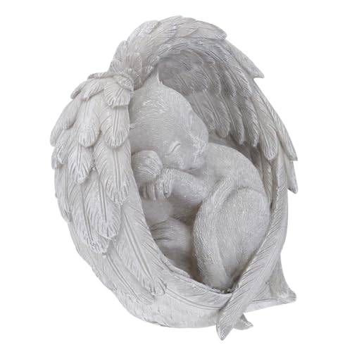 ARTSEWPLY Resin Katzen Grabstein mit Engelsflügeln Gartendeko Grabschmuck für Haustiergedenken Tierfigur für Garten und Außenbereich von ARTSEWPLY