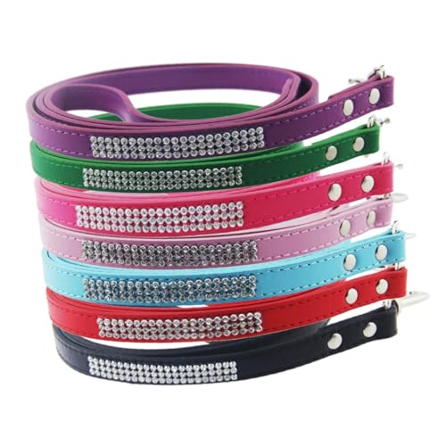 ARTSEWPLY Strassleine Strasssteine schick Traktionsgurt für Haustiere Trainingsleine Correa para Perros Bling Hundeleine Heavy Dut Hundekolben Hundeleine trainieren Strass-Leine Blau von ARTSEWPLY