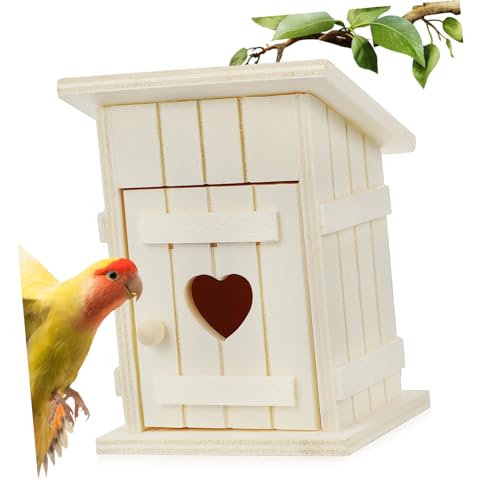 ARTSEWPLY Unbehandeltes Holz Vogelhaus Naturbelassenes Nistkasten Garten Dekoration Parakeet Nest Vogelhäuschen zum Aufhängen für Wildvögel und Gartennutzung von ARTSEWPLY