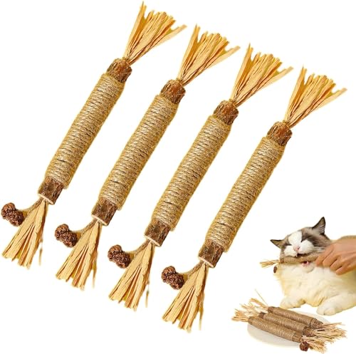 ARTSIM Katze kauen Spielzeug, natürliche Silvervine Stick Katze kauen Spielzeug, natürliche Silvervine Sticks Katze Spielzeug, Catmint Silvervine Blend Sticks, Kauspielzeug für Zahnreinigung (4pcs) von ARTSIM