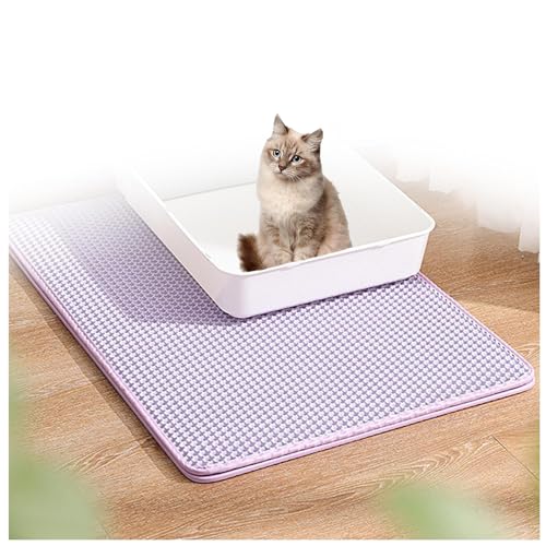 Katzenmatte Katzenklo Katzenmatte,Waben Doppelschicht Design, Toilettenvorleger Katzenklo Urin-und Wasserdichtes Material,Easy Clean Streukontrolle, Katzen Matte Für Toilette,Purple-L von ARTSIM