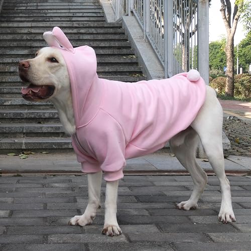 ARUNNERS Extra große Hundehasen-Kostüme, Kaninchen-Hoodies, Kleidung für Ostertag, Halloween, Labrador, Rottweiler, Deutsche Dogge, Rosa, 5XL von ARUNNERS