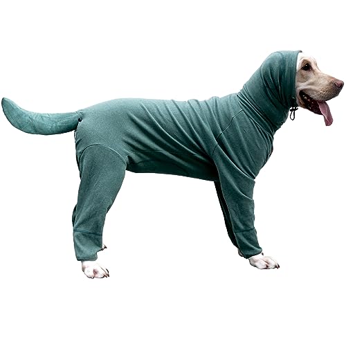 ARUNNERS Hunde-Pyjama, extra groß, Ganzkörperabdeckung, Einteiler, Kleidung, Angst, beruhigend, Chirurgie, Genesungsanzug für Deutsche Dogge, Dunkelgrün, Größe 5XL von ARUNNERS