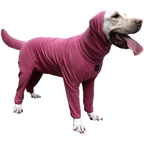 ARUNNERS Hunde-Pyjama, extra groß, Ganzkörperabdeckung, Einteiler, Kleidung, Angst, beruhigend, Chirurgie, Genesungsanzug für Deutsche Dogge, Dunkelrot, Größe 3XL von ARUNNERS