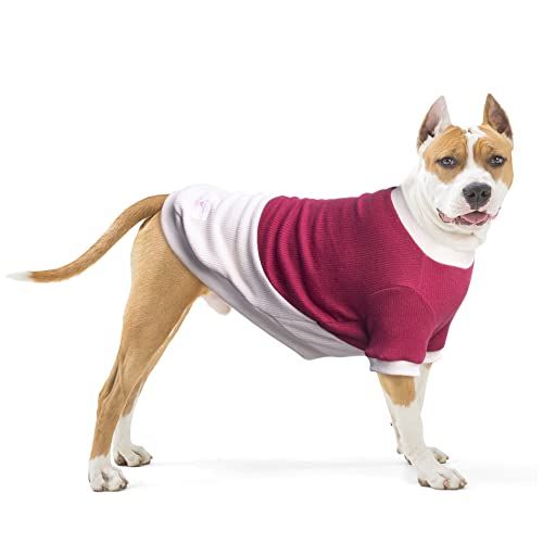 ARUNNERS Hundepullover aus 100 % Polyester, warme Kleidung für große Hunde, Jungen und Mädchen, Dunkelrot und Beige, 4XL von ARUNNERS
