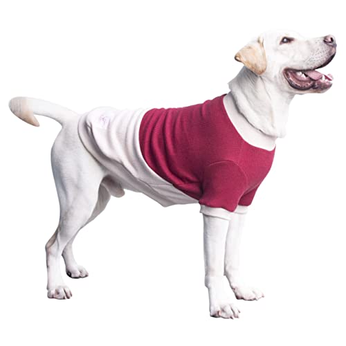 ARUNNERS Hundepullover aus 100 % Polyester, warme Kleidung für große Hunde, Jungen und Mädchen, Dunkelrot und Beige, Größe 3XL von ARUNNERS