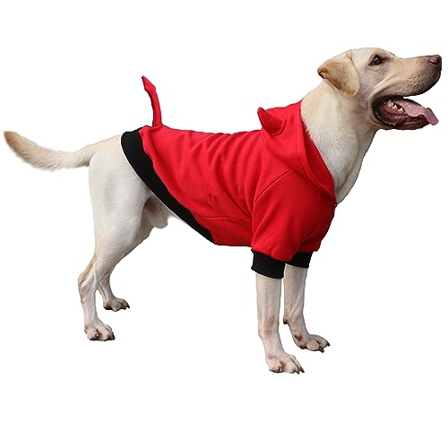 ARUNNERS Little Devil Halloween-Kostüme für extra große Hunde, Dämonen-Kapuzenpullover, Kleidung, Labrador, Rottweiler, Deutsche Dogge, Rot, Größe 3XL von ARUNNERS