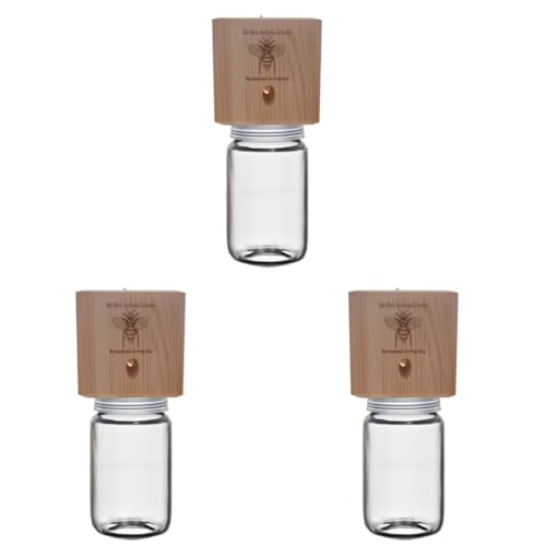 ARVALOLET Bienenfalle aus Holz for Holzbienen Hängende Gartenfalle im Shed-Design mit Glasbehälter for Außenbereich von ARVALOLET