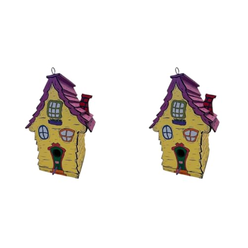 ARVALOLET Holz Vogelhaus mit Sitzstange Cartoon Malerei Natürliche Nistkästen for Kleine Vögel Außenbereich ARVALOLET Holz Vogelhaus mit Sitzstange Cartoon Malerei Natürliche Nistkästen for Kleine Vögel Außenbereich von ARVALOLET