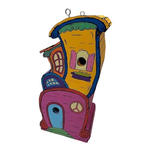 ARVALOLET Holz Vogelhaus mit Sitzstange Cartoon Malerei Natürliche Nistkästen for Kleine Vögel Außenbereich ARVALOLET Holz Vogelhaus mit Sitzstange Cartoon Malerei Natürliche Nistkästen for Kleine Vögel Außenbereich von ARVALOLET