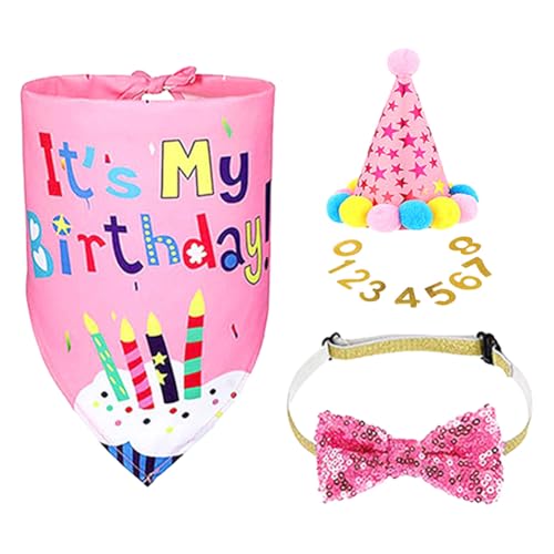 ARVALOLET Hundes Geburtstagsfeier liefert Geburtstagshut Fliege Bindung for Hunde (Pink) von ARVALOLET