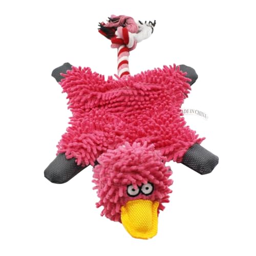 ARVALOLET Plüsch Entenhundspielzeug mit Seil Interaktive, quietschende Hundespielzeug Haustier Vorräte (Pink) von ARVALOLET