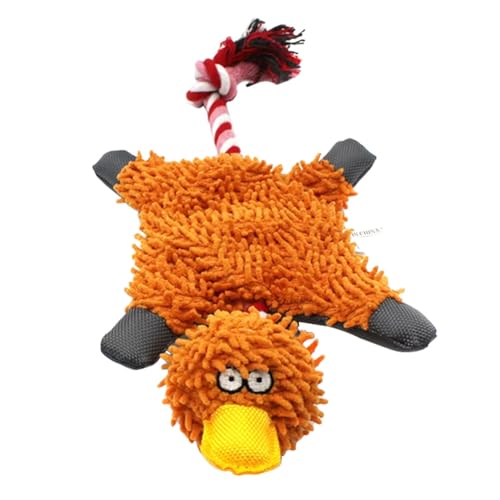 ARVALOLET Plüsch Entenhundspielzeug mit Seil Interaktive, quietschende Hundespielzeug Haustier Vorräte (orange) von ARVALOLET