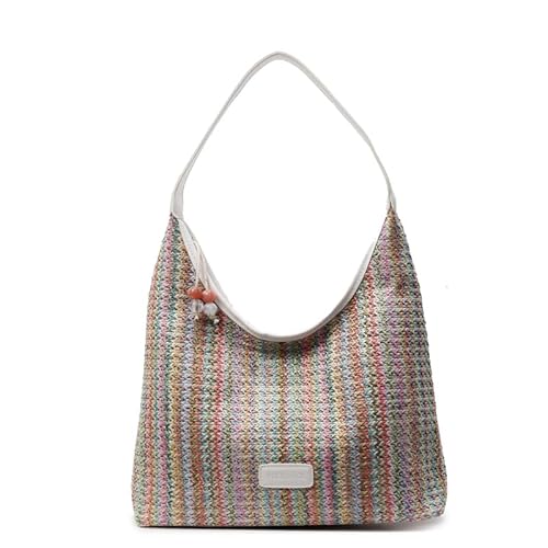 ARVALOLET Stroh Schulterhandtasche Große Hobo -Tasche Casual Reisetasche for Frauen (weiß) von ARVALOLET