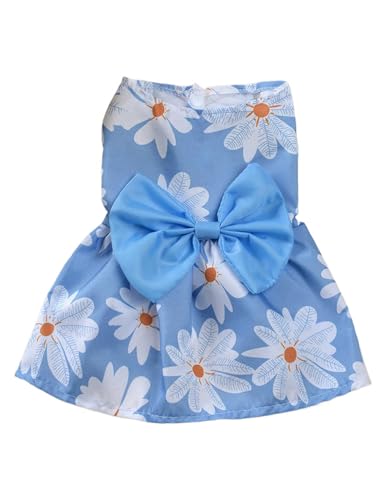 Hundekleidung Sommer Leichte Atmungsaktive Haustierkleider for Kleine Hunde Katzen Blumenmuster Prinzessinnen Schleife Hundekleidung Sommer Leichte Atmungsaktive Haustierkleider for Kleine Hunde Katzen Blumenmuster Prinzessinnen Schleife von ARVALOLET