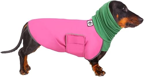 Dackelmäntel, Hunde-Wintermantel, warm, wasserdicht, Dackel-Regenmantel, wasserdichte Kleidung, Miniatur-Hundemantel, Regenmäntel für Hunde, Größe S (Rosa, L) von ARVOV
