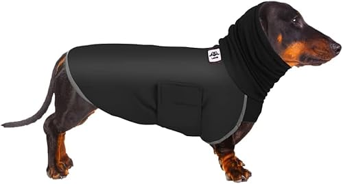 Dackelmantel, Hunde-Wintermantel, warm, wasserdicht, Dackel-Regenmantel, wasserdichte Kleidung, Miniatur-Hundemantel, Regenmäntel für Hunde, Größe S (Schwarz, Größe 2XS) von ARVOV