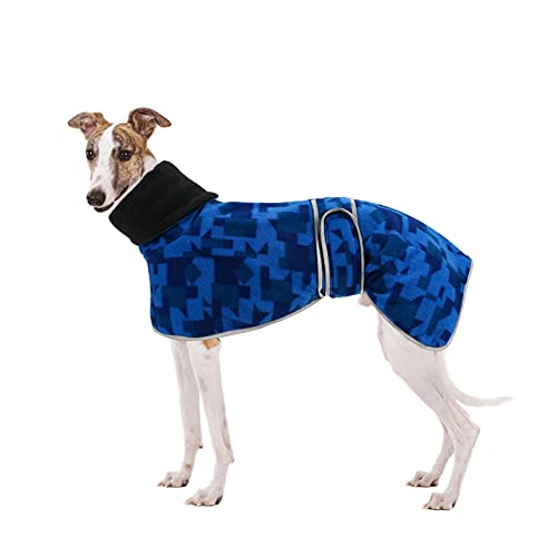 Winterpullover aus Fleece für Whippet Windhunde, warmes Fleece-Futter und verstellbare Bänder, Blau von ARVOV