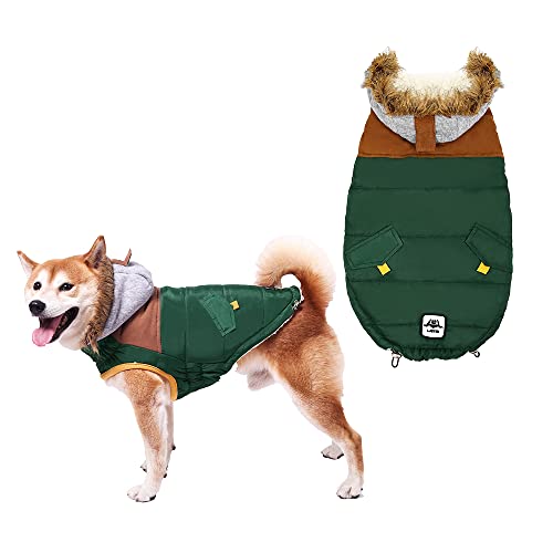 Hundemantel für Kleine Hunde, Wasserdichter Warmer Hund Wintermantel, Hundejacke, Hunderegenmantel Wasserdicht Grosse Hunde, Regenmantel Hund für Große Mittelgroße Kleine Hunde (Grün, XL) von ARVOV