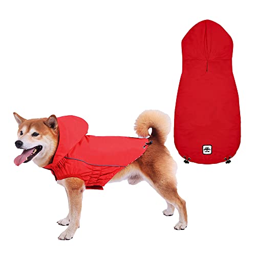 Hunderegenmantel Wasserdicht für Kleine Hunde - Hunde Hoodie, Regenmantel Mit Kapuze (Rot, L) von ARVOV