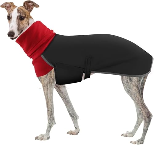 Windhunde-Wintermantel, Salukis Pullover, Whippet, Windhunde-Jacke, wasserdicht, Hunde-Wintermantel für Whippet, wasserdichter Hunderegenmantel, Lurcher-Mäntel, Salukis-Mäntel (Schwarz, M) von ARVOV