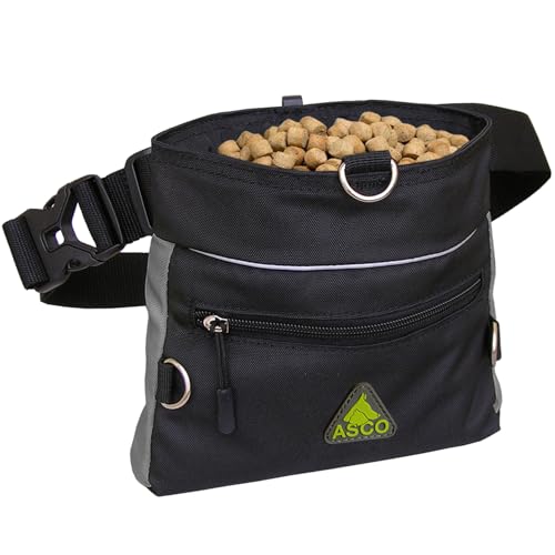 ASCO Futterbeutel QuickTouch, Leckerlibeutel für Hunde, Pferde mit Einhand-Schnappverschluss, Premium Futtertasche 20 x 20 cm, Leckerlitasche schwarz ASCO Futterbeutel QuickTouch, Leckerlibeutel für Hunde, Pferde mit Einhand-Schnappverschluss, Premium Futtertasche 20 x 20 cm, Leckerlitasche schwarz von ASCO