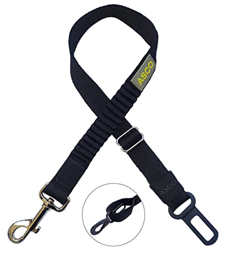 ASCO Hundegurt mit elastischem Ruckdämpfer fürs Auto, 2in1 Anschnallgurt und Fix-System Karabiner, 55-75cm, AC01CL von ASCO