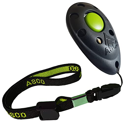 ASCO Premium Clicker, Hunde und Katzen Klicker für professionelles Clickertraining mit Stretcharmband, schwarz, ASCO-01PA von ASCO