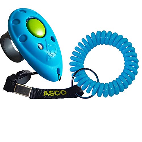 ASCO Premium Finger Clicker mit Spiralarmband für Clickertraining, Hunde Katzen Pferde Profi-Clicker, Hundetraining Klicker blau AC04FS ASCO Premium Finger Clicker mit Spiralarmband für Clickertraining, Hunde Katzen Pferde Profi-Clicker, Hundetraining Klicker blau AC04FS von ASCO