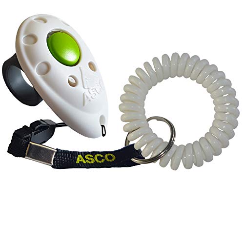 ASCO Premium Finger Clicker mit Spiralarmband für Clickertraining, Hunde Katzen Pferde Profi-Clicker, Hundetraining Klicker weiß AC05FS ASCO Premium Finger Clicker mit Spiralarmband für Clickertraining, Hunde Katzen Pferde Profi-Clicker, Hundetraining Klicker weiß AC05FS von ASCO
