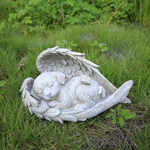 ASDMAOE Gedenkstatue für Katzen, Schlafender Engel, Gedenkgeschenk für Haustiere, Aufwendigen Details Katze Grabdekoration(Angel Dog) von ASDMAOE