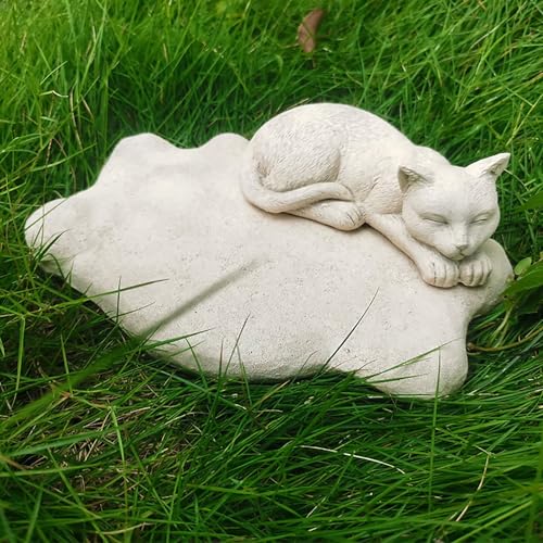 ASDMAOE Gedenkstein für Haustiere – Personalisierte Gedenksteine für Haustiere, Grabmarkierer – Harzstatue für Haustiere – Außen/Innen – Grabmarkierer für Hunde und Katzen(Off White Color/Cat) von ASDMAOE