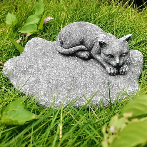 ASDMAOE Gedenkstein für Haustiere – Personalisierte Gedenksteine für Haustiere, Grabmarkierer – Harzstatue für Haustiere – Außen/Innen – Grabmarkierer für Hunde und Katzen(Rock Color/Cat) von ASDMAOE