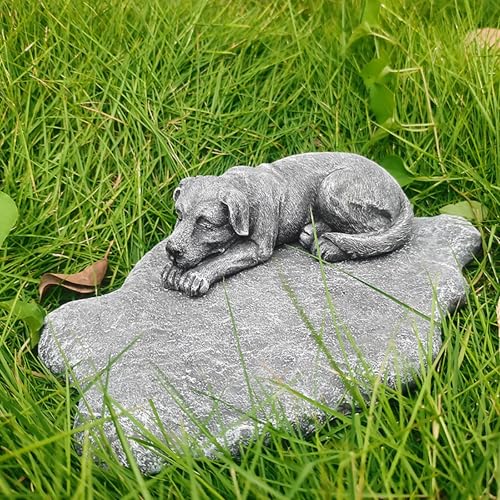 ASDMAOE Gedenkstein für Haustiere – Personalisierte Gedenksteine für Haustiere, Grabmarkierer – Harzstatue für Haustiere – Außen/Innen – Grabmarkierer für Hunde und Katzen(Rock Color/Dog) von ASDMAOE